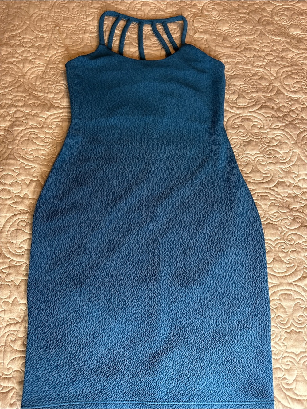 Slim Strappy Halter Mini Dress in‎ Teal